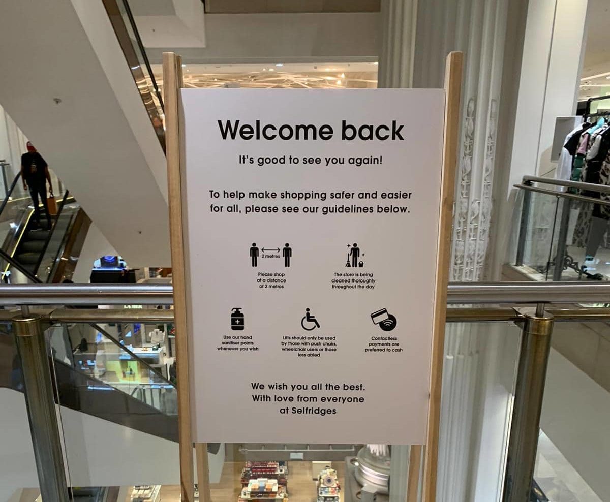Selfridges branded information sign