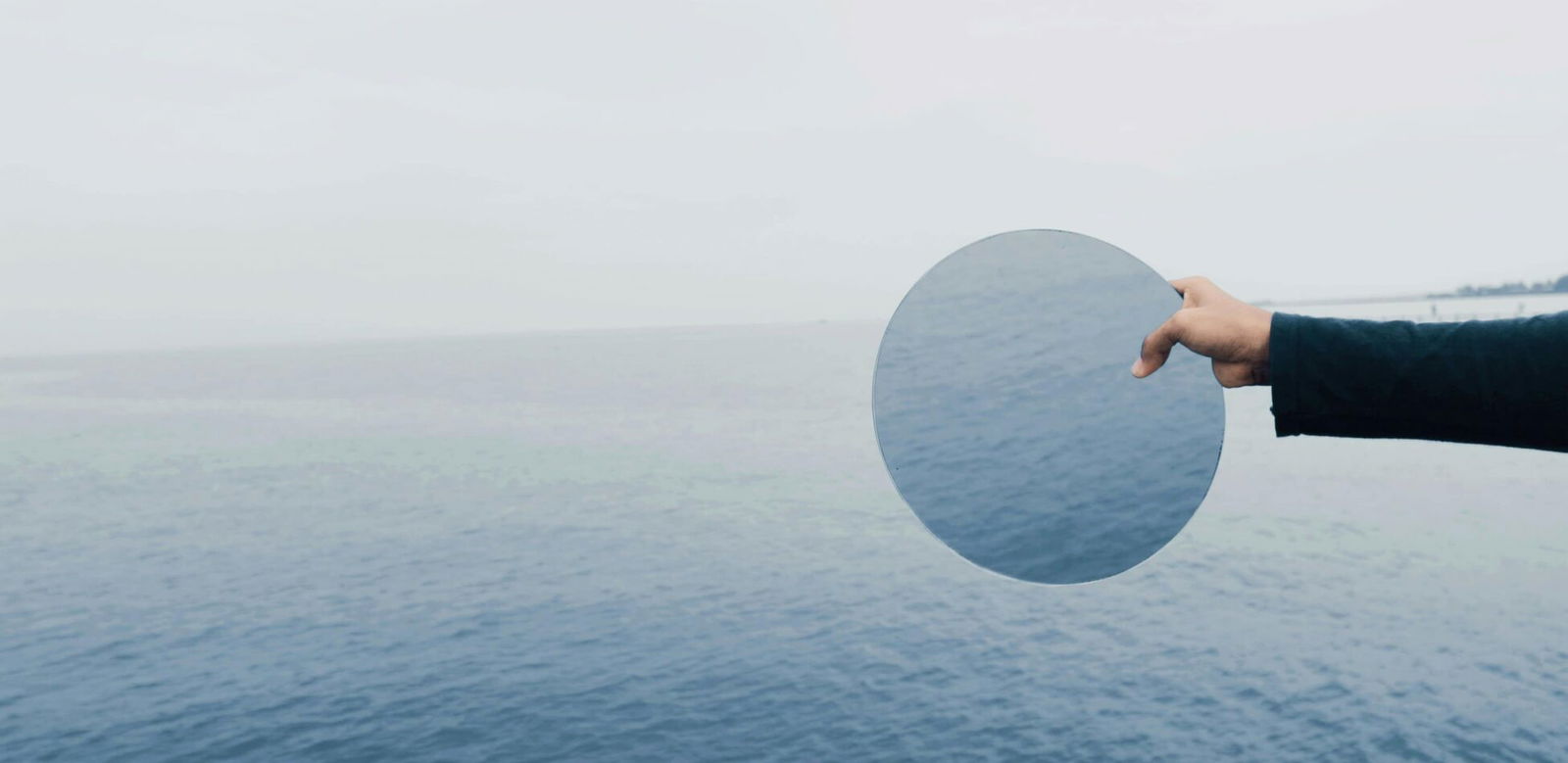 mirror reflecting the ocean